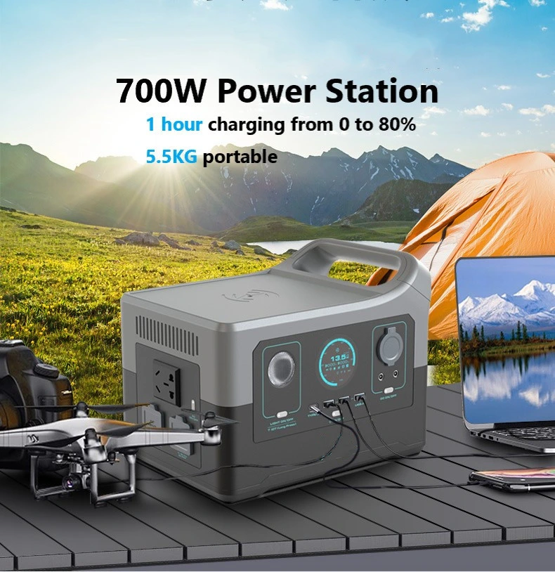 AC Power Outlet for Camping RV Travel Emergency off Grid Home Use Solar Generator 504wh Portable Power Stations 700W