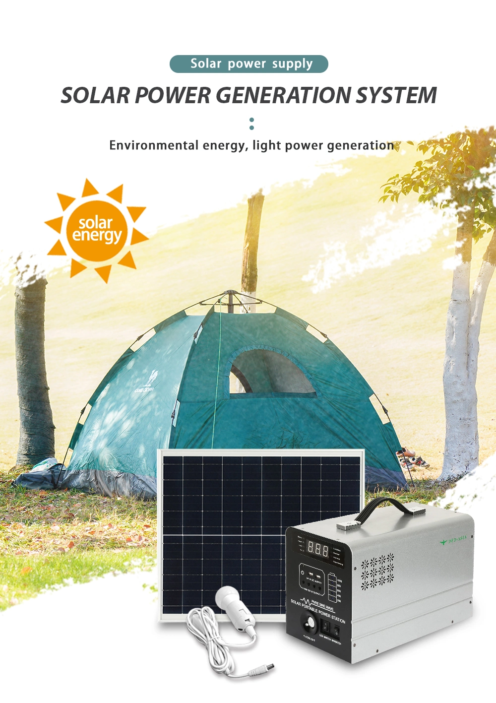 Regulated DC AC Charging Power Backup Lithium Battery Pack Solar Generator 100W Solar Panel 500W Portable Power Station for Camping