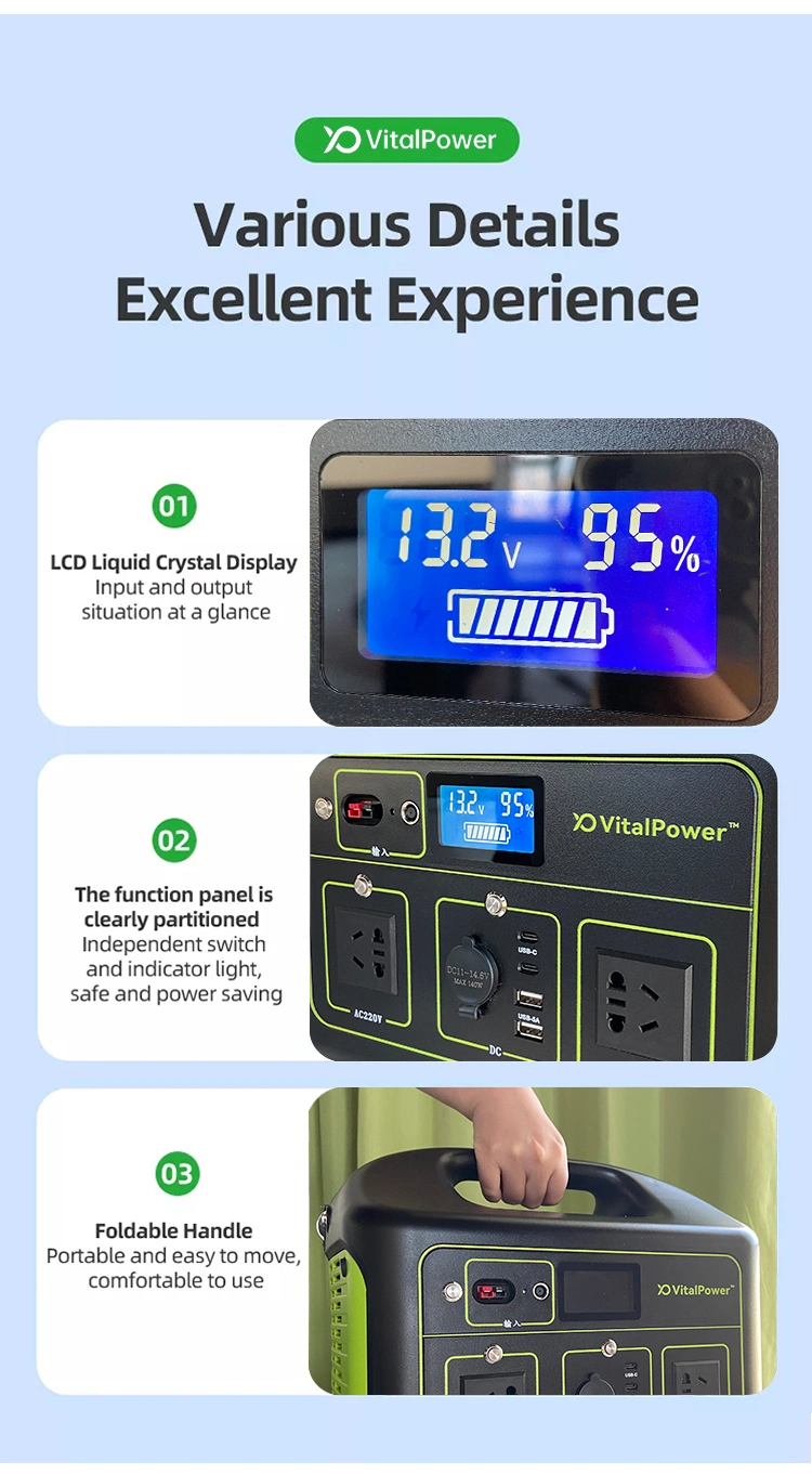 Solar Generator 500W 1000W Outdoor Power Bank Portable Solar Power Station LiFePO4 Portable Power Station