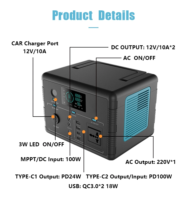 Yxx Best Price 1000wh Solar Portable Travel Energy Storage Emergency Battery Power Station