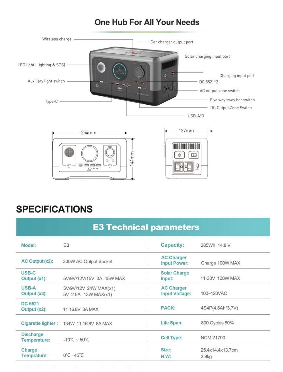 Professional Supplier Outdoor Camping Emergency Backup 300W/285wh 14.8V Portable Power Station with WiFi