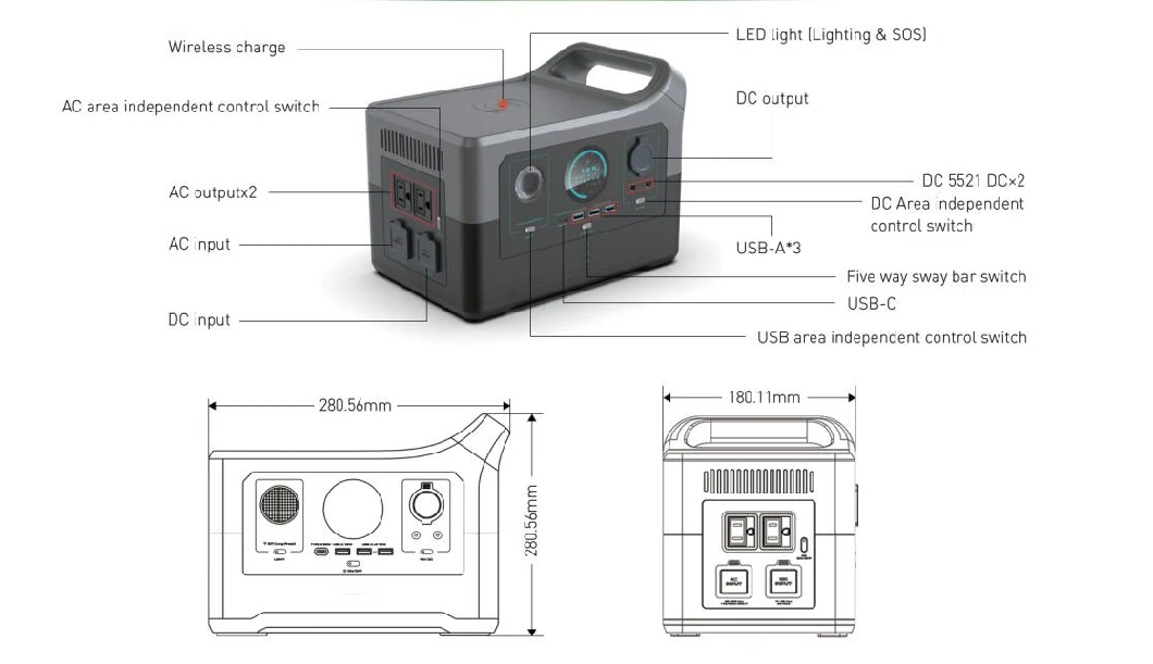 AC Power Outlet for Camping RV Travel Emergency off Grid Home Use Solar Generator 504wh Portable Power Stations 700W