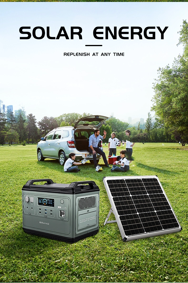 2kw Portable Solar Power Station 36000mAh with LED Light for Home Outdoor Emergency RV Travel